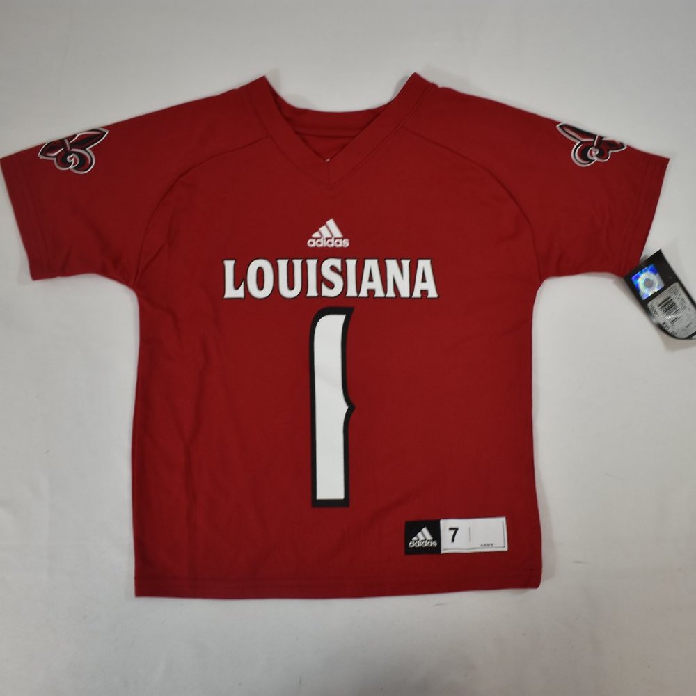 adidas Little Boys Louisiana Lafayette Ragin' Cajuns Football Jersey New Size 7
